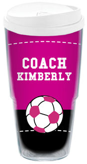 Soccer Coach Pink Acrylic Travel Cup
